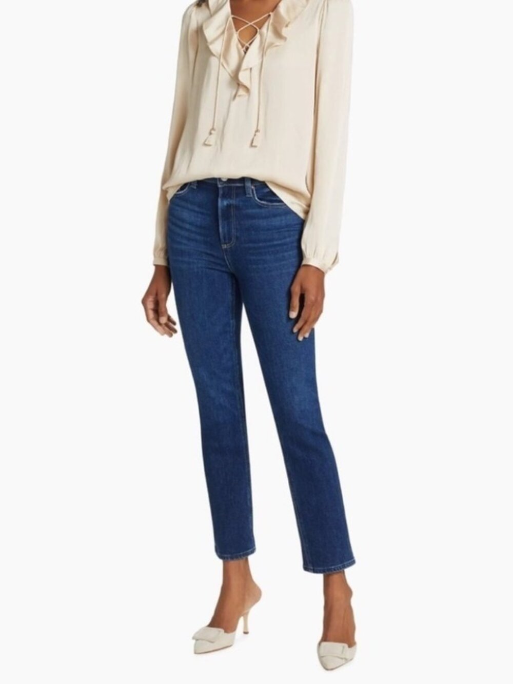 PAIGE | Jimmy Jimmy Crop Low Rise Blue Ankle Straight Leg Jeans | Size 27